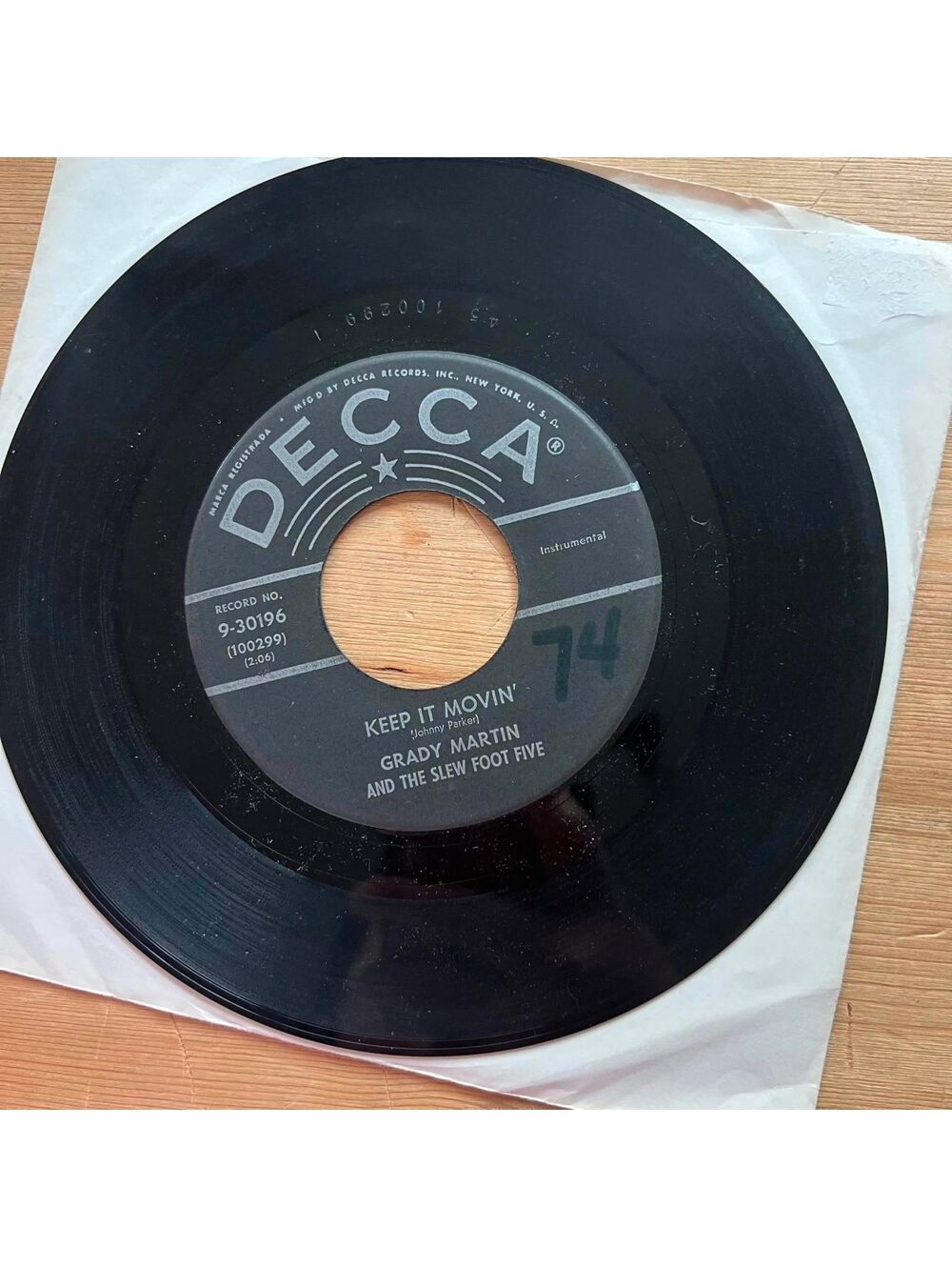 Grady Martin and the Slew Foot Five - Keep it Movin 45rpm VG+ R89